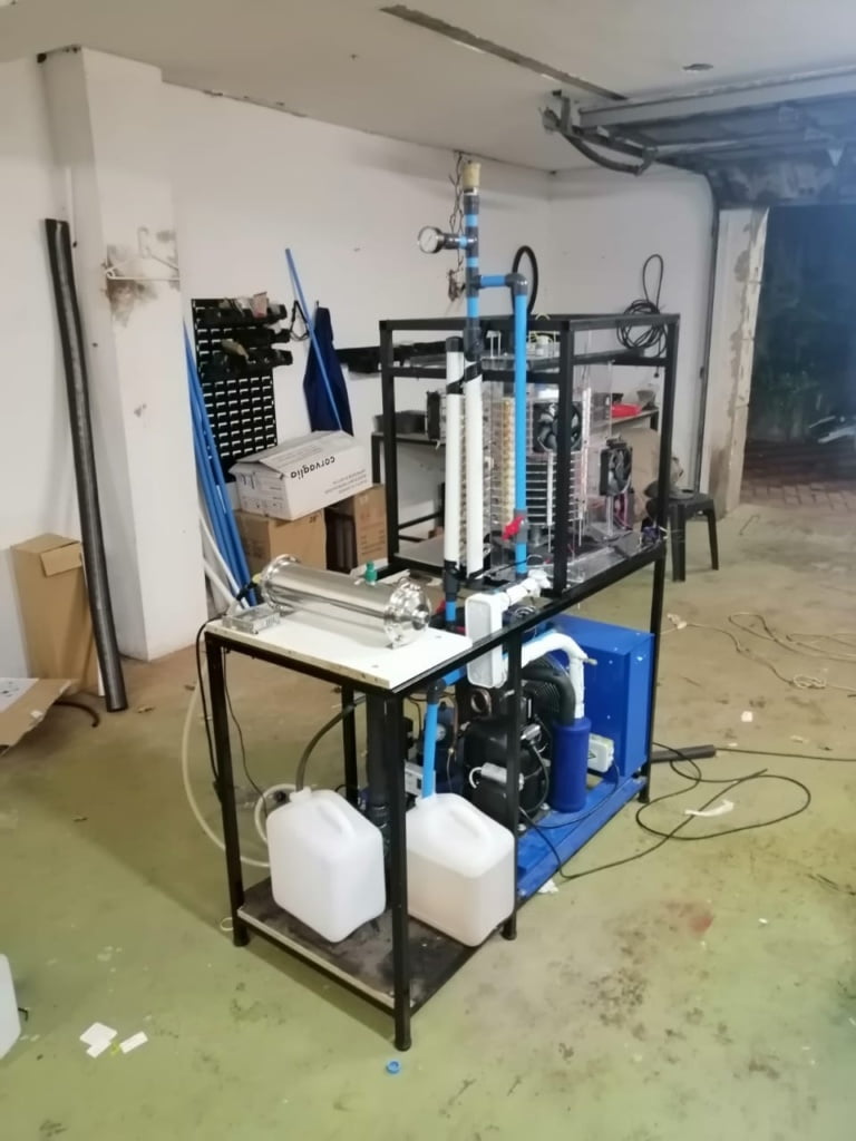 Alpha Prototype of an Atmospheric water generator showing the different stages of the design process